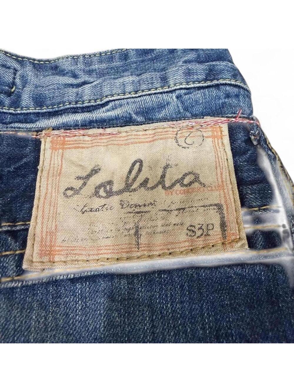 VINTAGE LOLITA DOUBLE WAIST REWORKED FLARED BOOTCUT DENIM - Picture 5 of 8